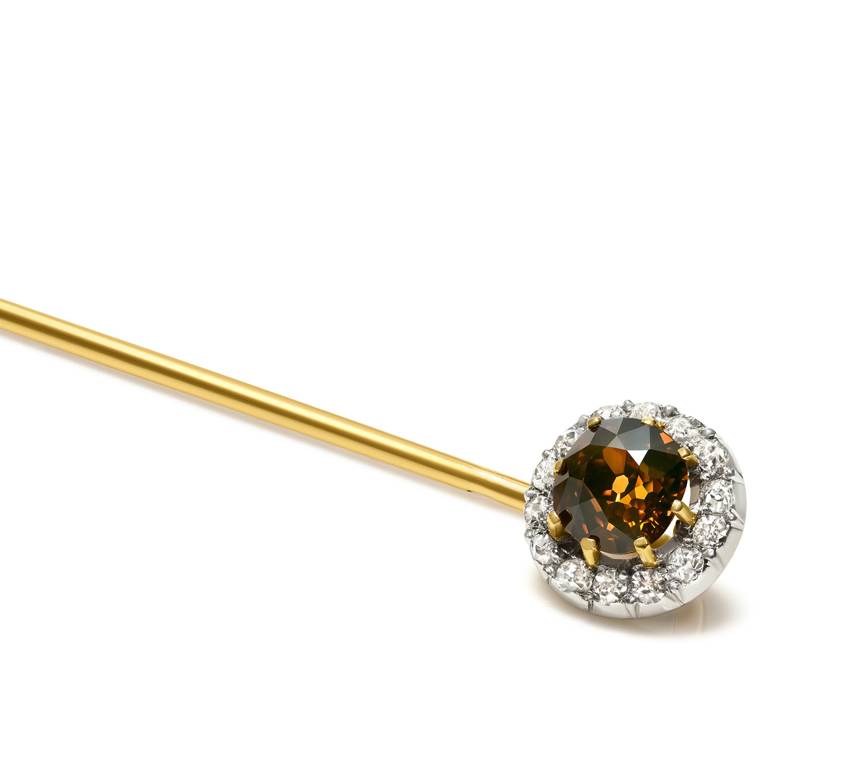 Cartier Paris Natural Fancy-Colored Diamond Platinum and Gold Stick Pin