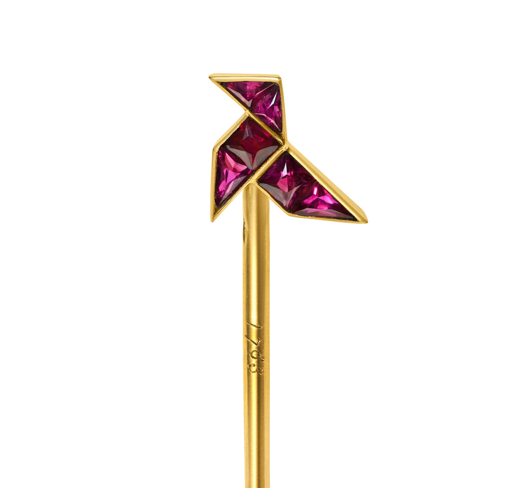 Cartier by Henri Picq 18K Gold Art Deco Ruby Stylized Bird Stick Pin