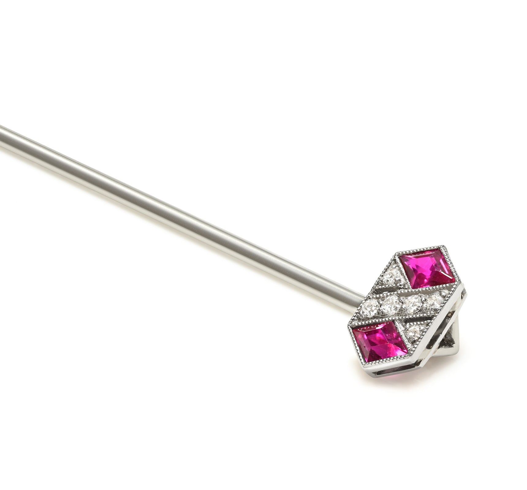 Cartier Paris Art Deco 18K Gold Emerald and Diamond Stick Pin