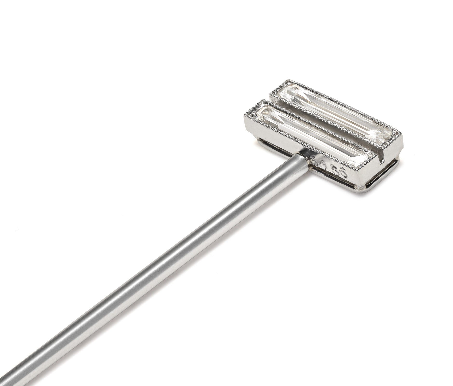Cartier Art Deco Platinum Diamond Stick Pin – Double Baguette Design