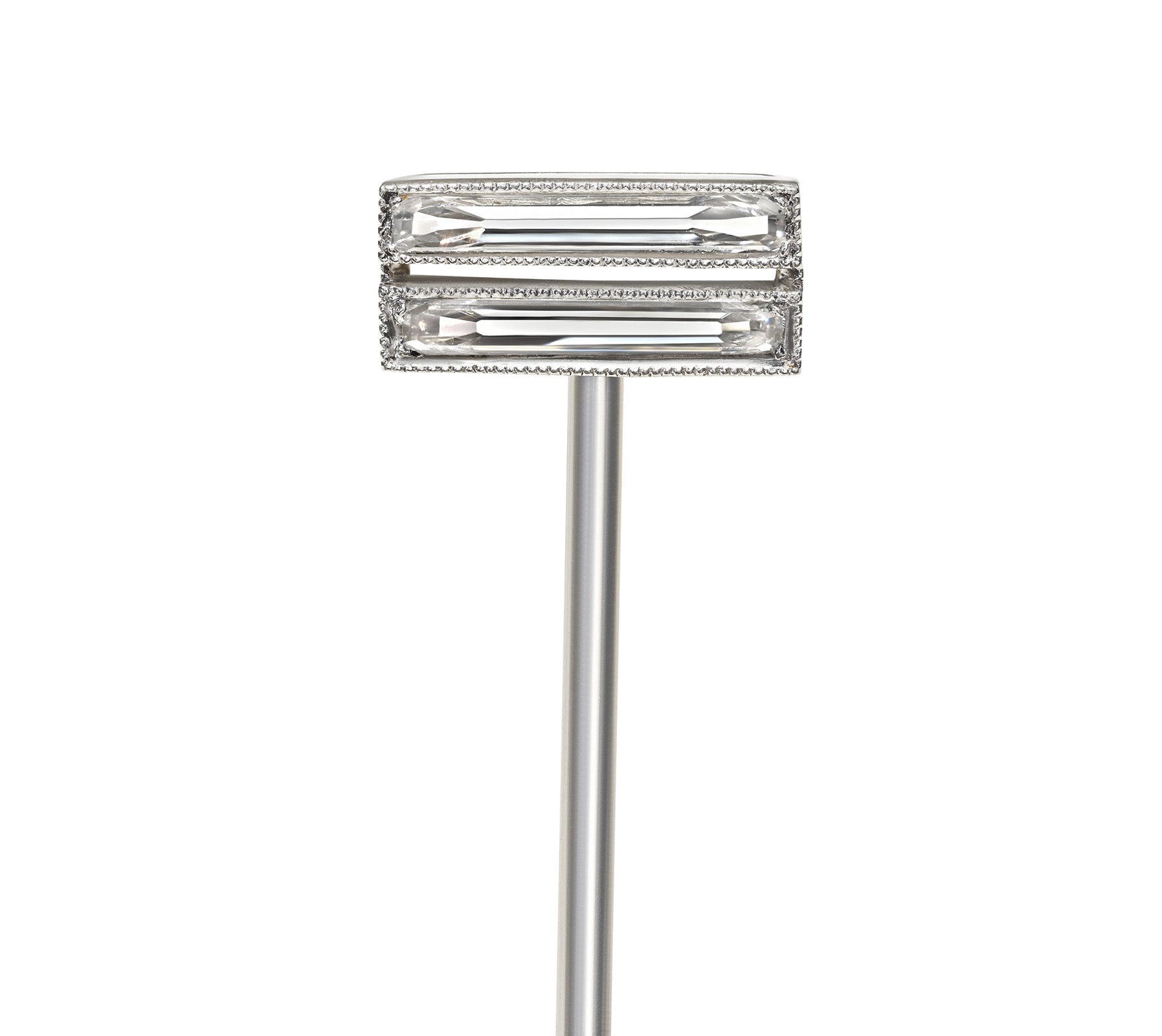 Cartier Art Deco Platinum Diamond Stick Pin – Double Baguette Design