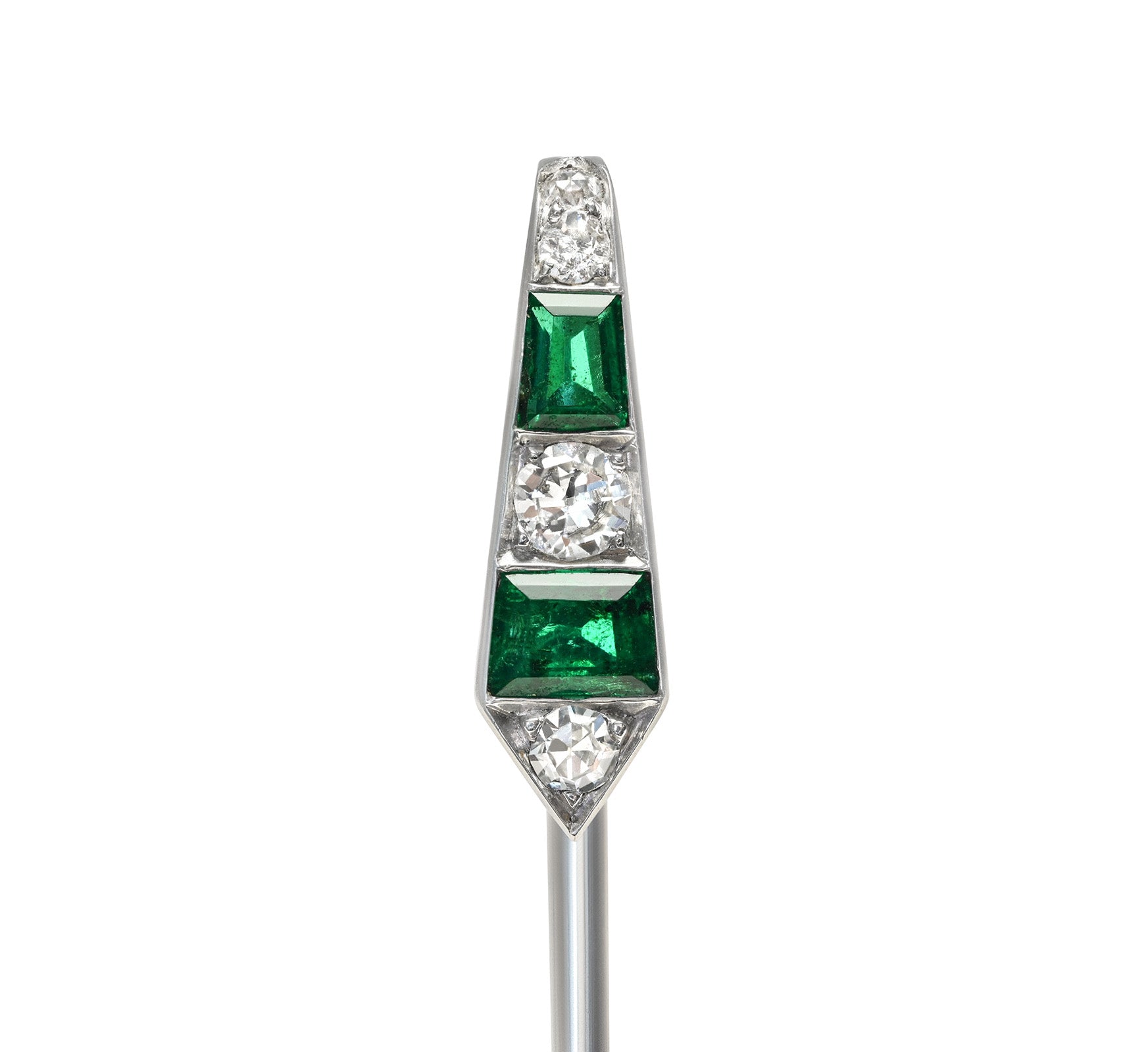Cartier Art Deco by Henri Picq Emerald and Diamond Stick Pin