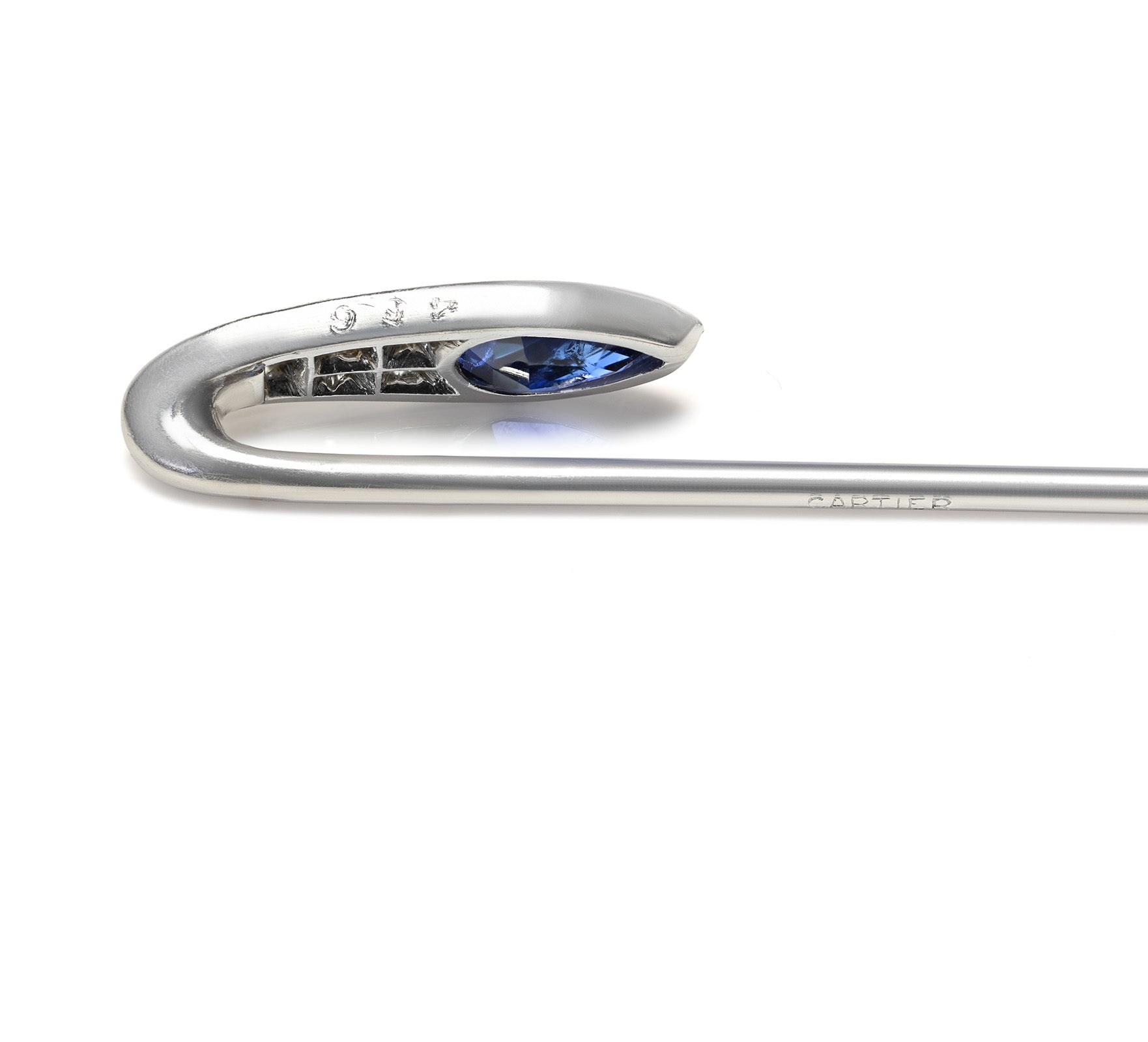 Cartier by Henri Picq Art Deco Sapphire and Diamond Platinum Stick Pin