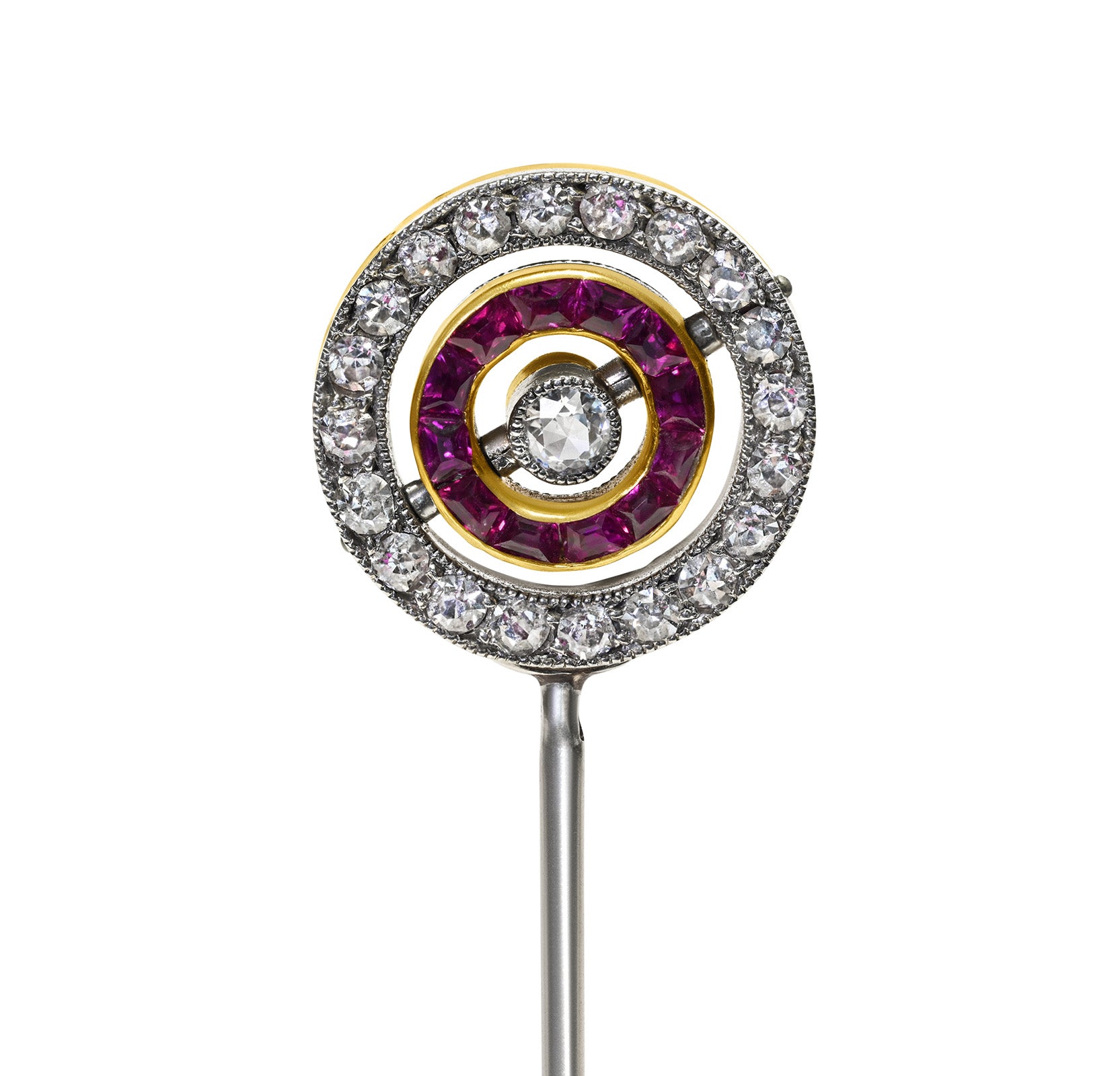 Cartier Diamond Ruby Stick Pin Brooch
