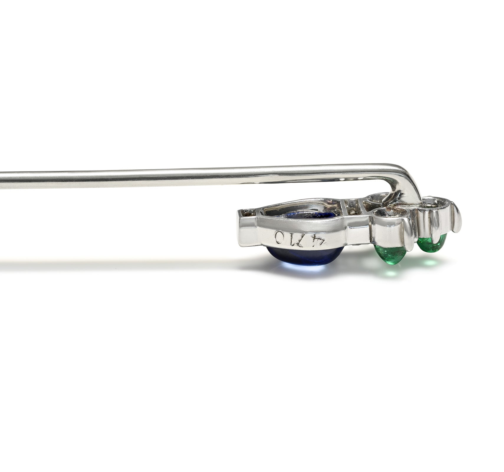 Antique Platinum Rare Cartier Tutti Frutti Emerald Sapphire Diamond Stick Pin Serial number