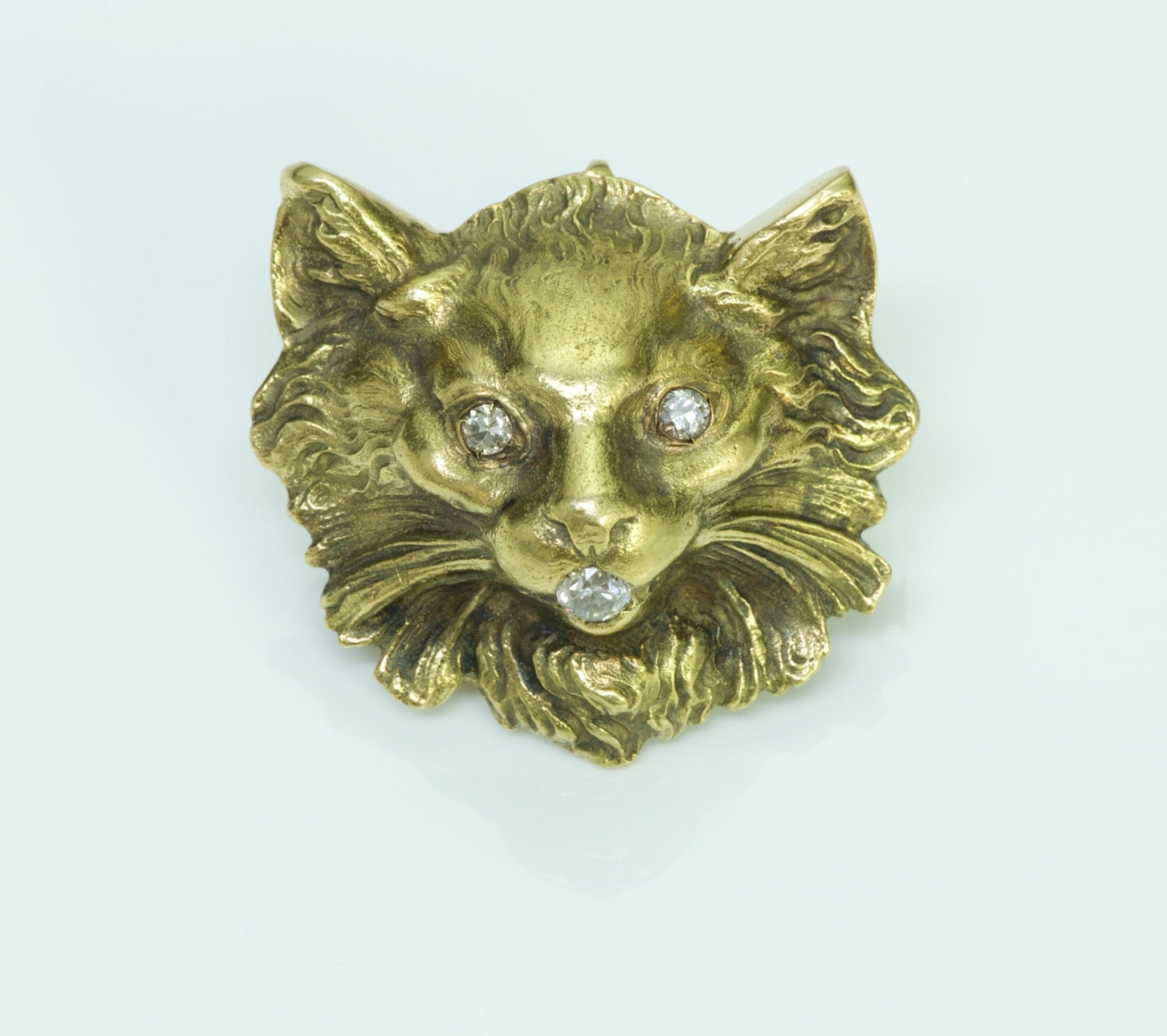 Cat Diamond Gold Vintage Brooch/Pendant