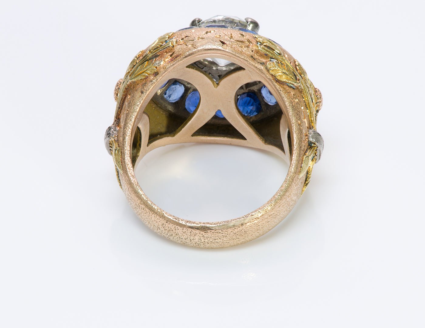 Cazzaniga 18K Gold Diamond Sapphire Ring