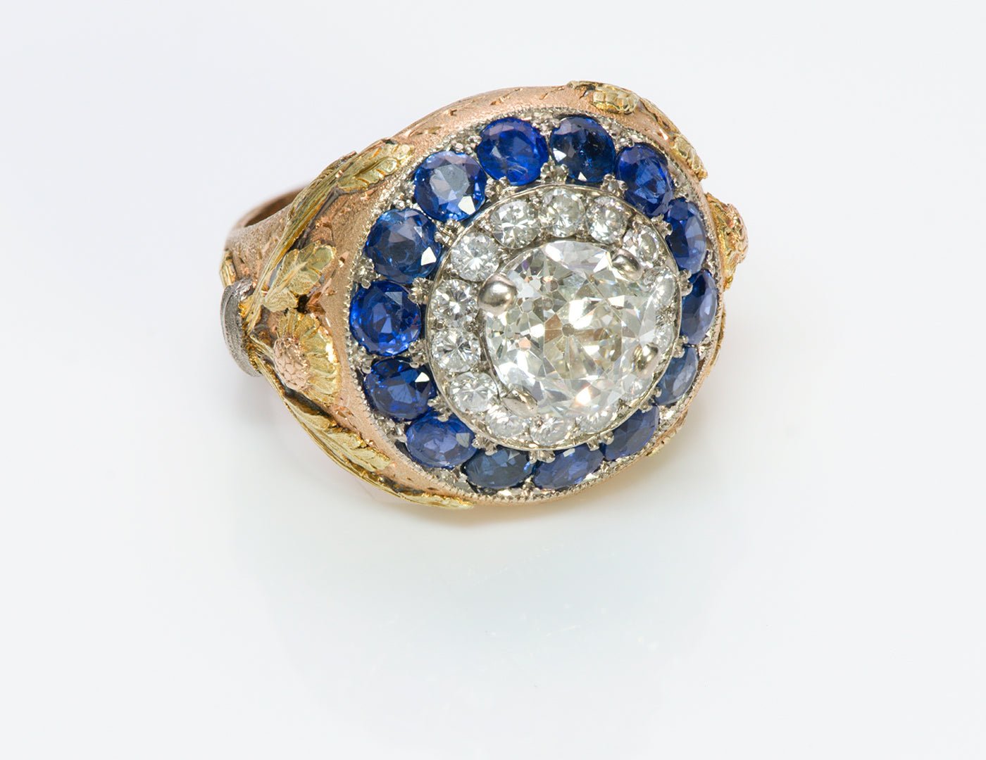 Cazzaniga 18K Gold Diamond Sapphire Ring
