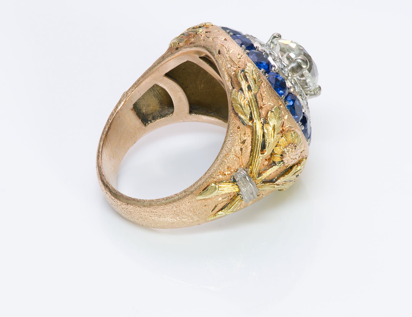 Cazzaniga 18K Gold Diamond Sapphire Ring