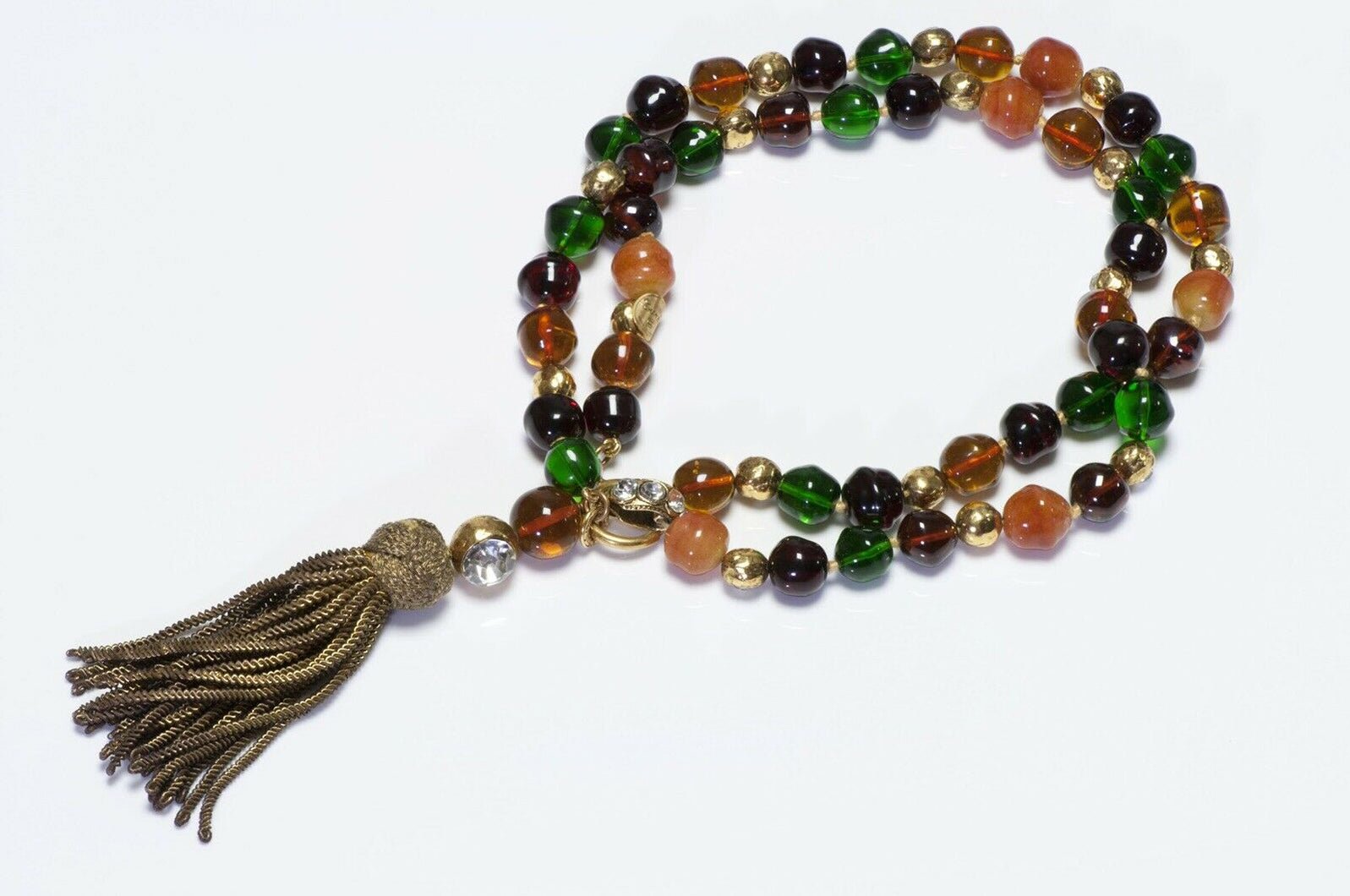 CHANEL 1970’s Gripoix Glass Beads Tassel Necklace