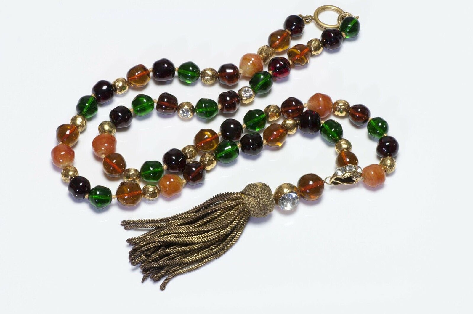 CHANEL 1970’s Gripoix Glass Beads Tassel Necklace