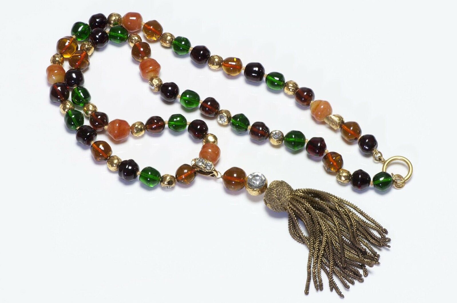 CHANEL 1970’s Gripoix Glass Beads Tassel Necklace