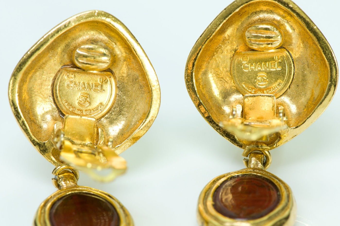 CHANEL 1970’s Gripoix Red Green Glass Coco Mademoiselle Earrings