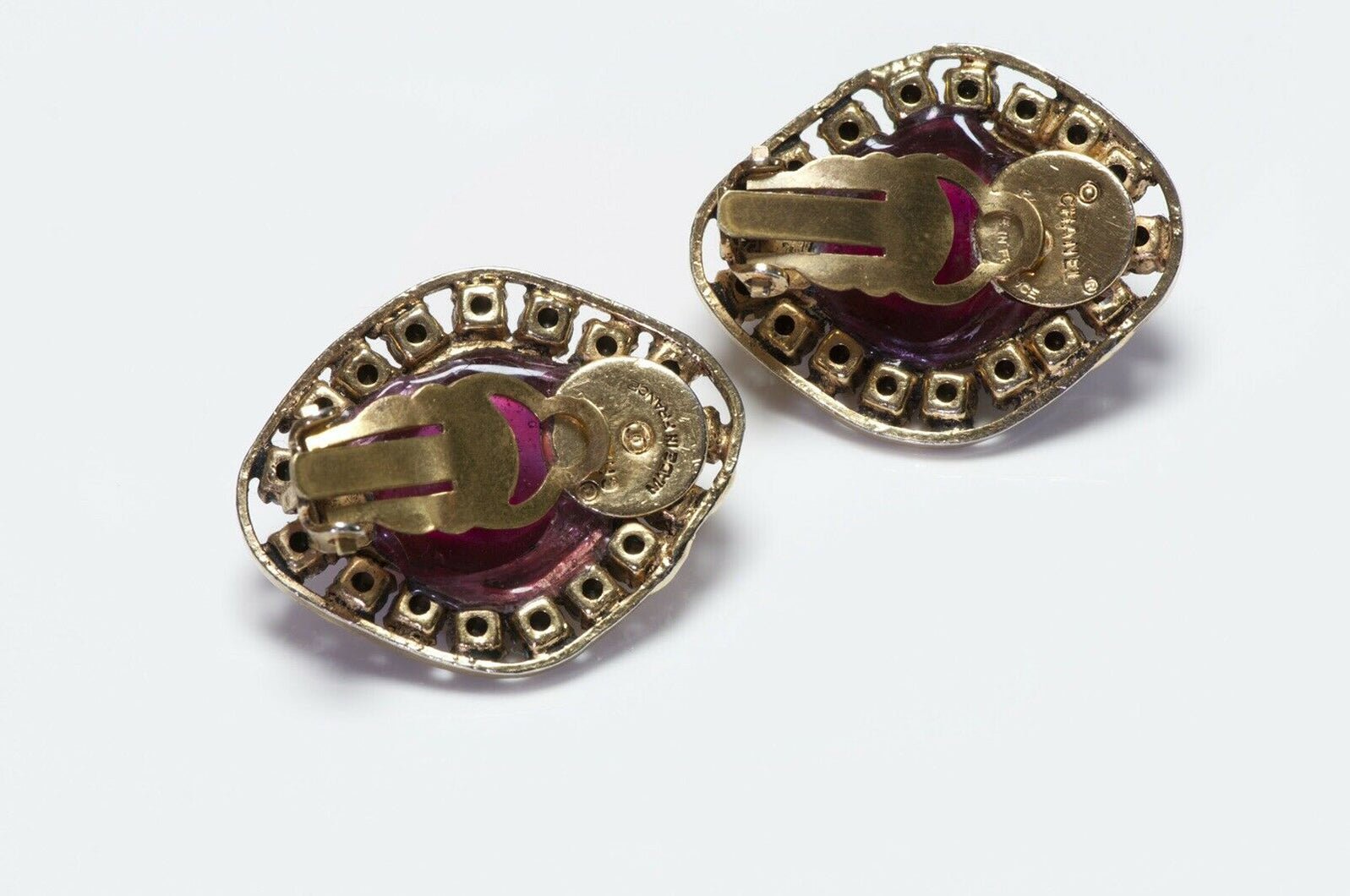 CHANEL 1970’s Gripoix Red Poured Glass Crystal Earrings