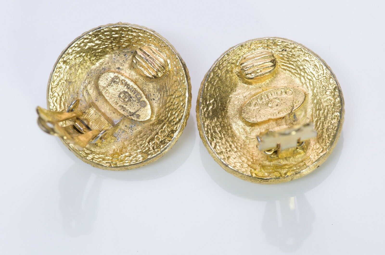 Chanel 1980’s Gold Plated Red Gripoix Glass Earrings