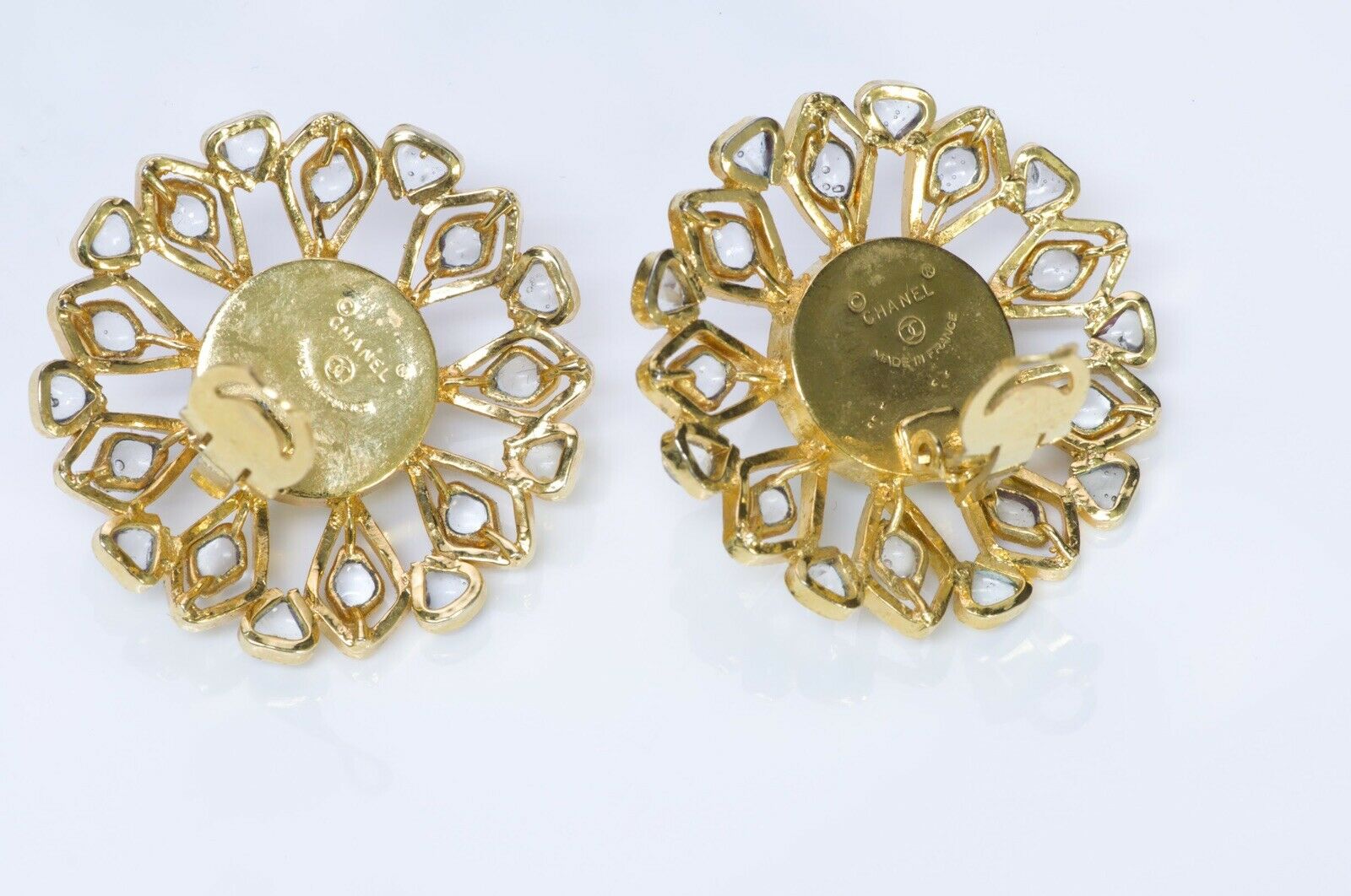 CHANEL 1980’s Maison Gripoix Poured Glass Pearl Flower Earrings