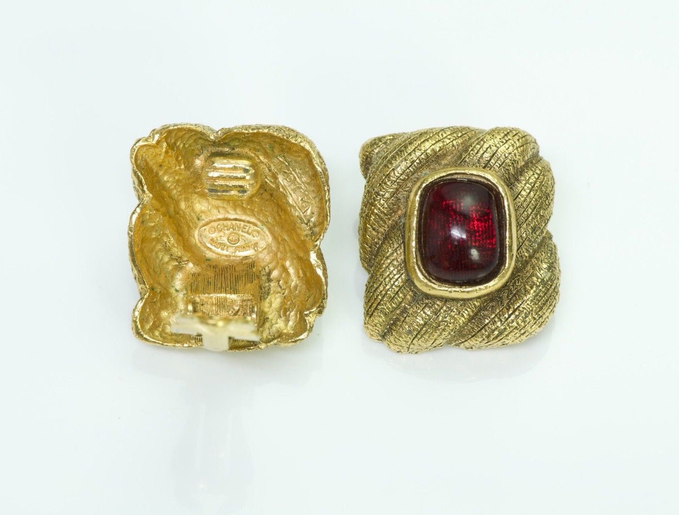 CHANEL 1980’s Maison Gripoix Red Glass Earrings