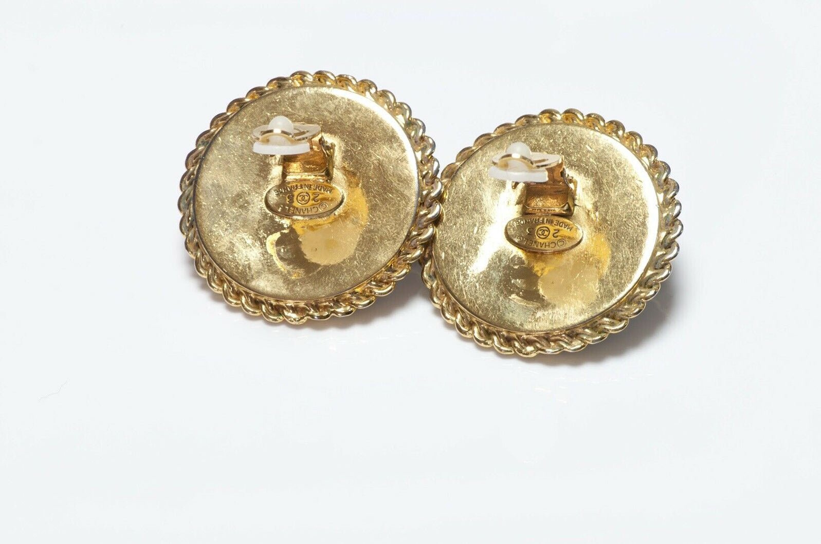 CHANEL 1990’s Black Resin Button Earrings