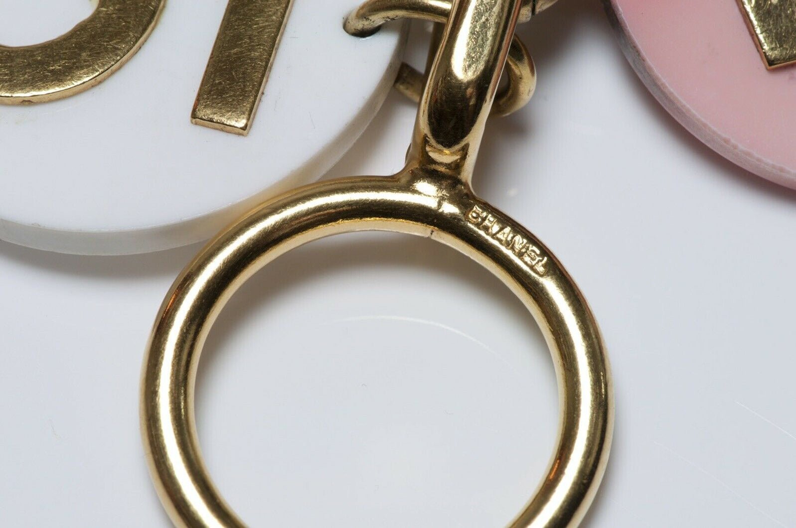CHANEL 1990’s Number 5 Poker Chip Coin Chain Charm Bracelet