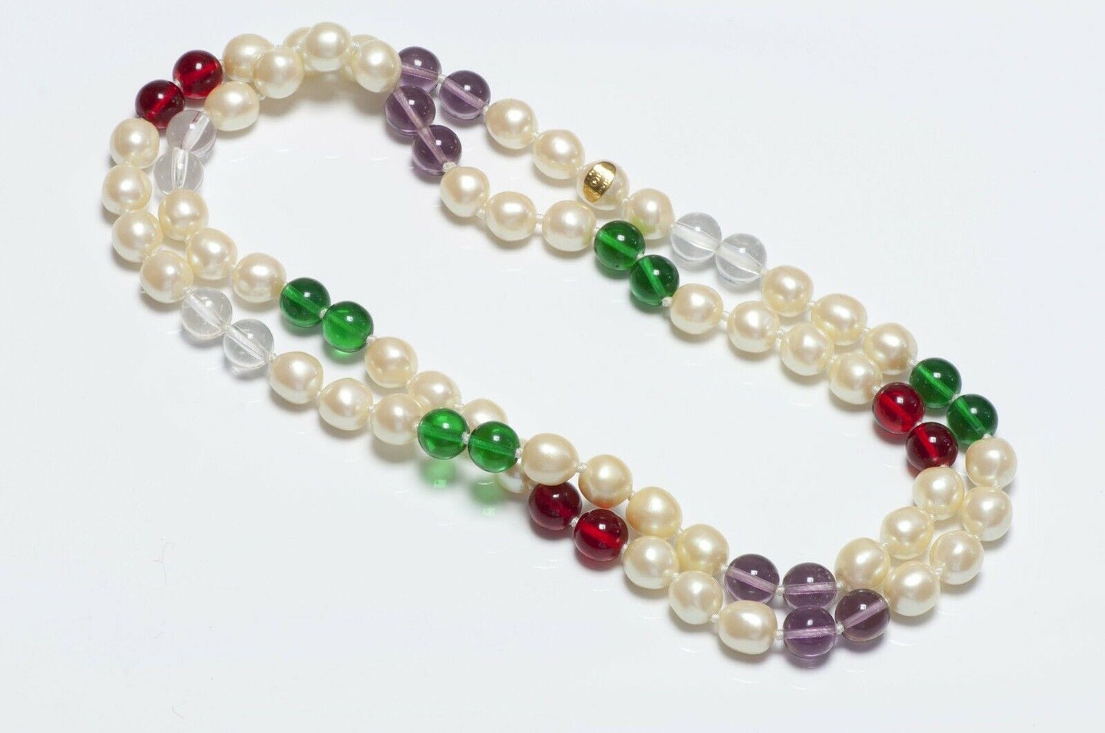 CHANEL 1993 Gripoix Glass Beads Pearl Sautoir Necklace