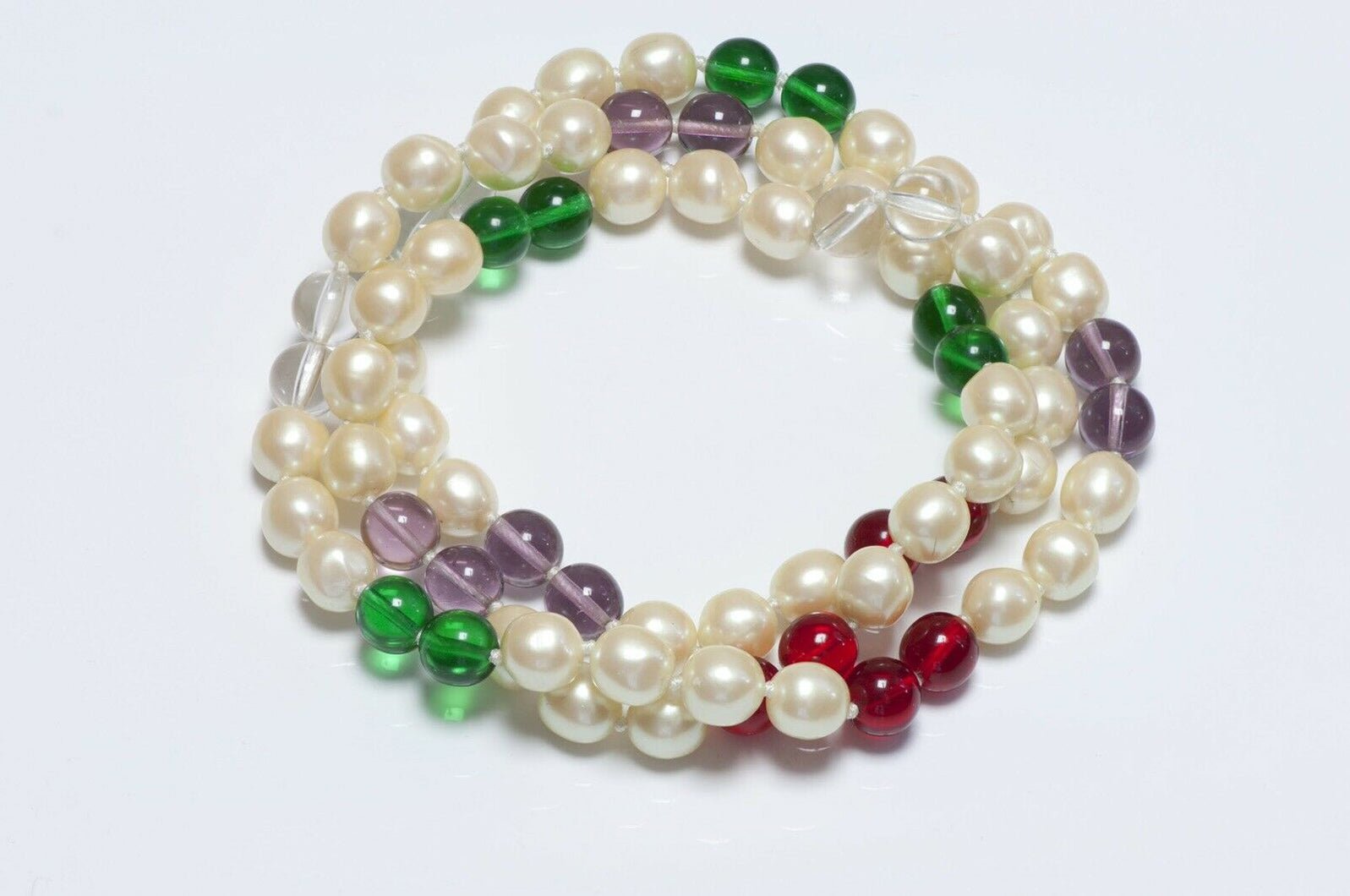CHANEL 1993 Gripoix Glass Beads Pearl Sautoir Necklace