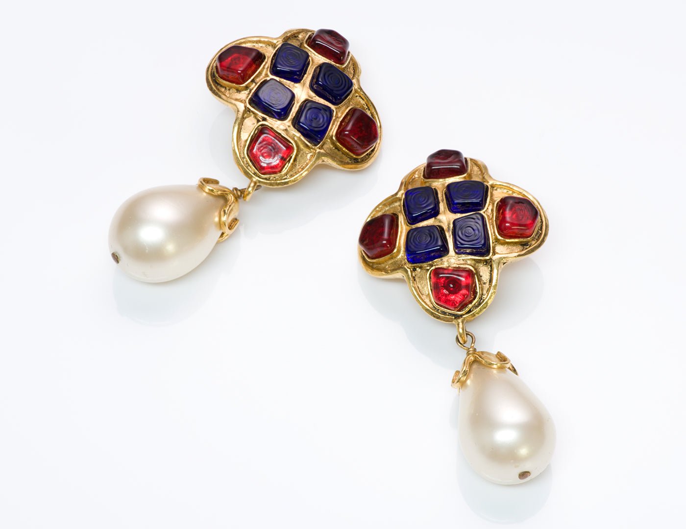 Chanel 1994 Gripoix Pearl Byzantine Style Earrings