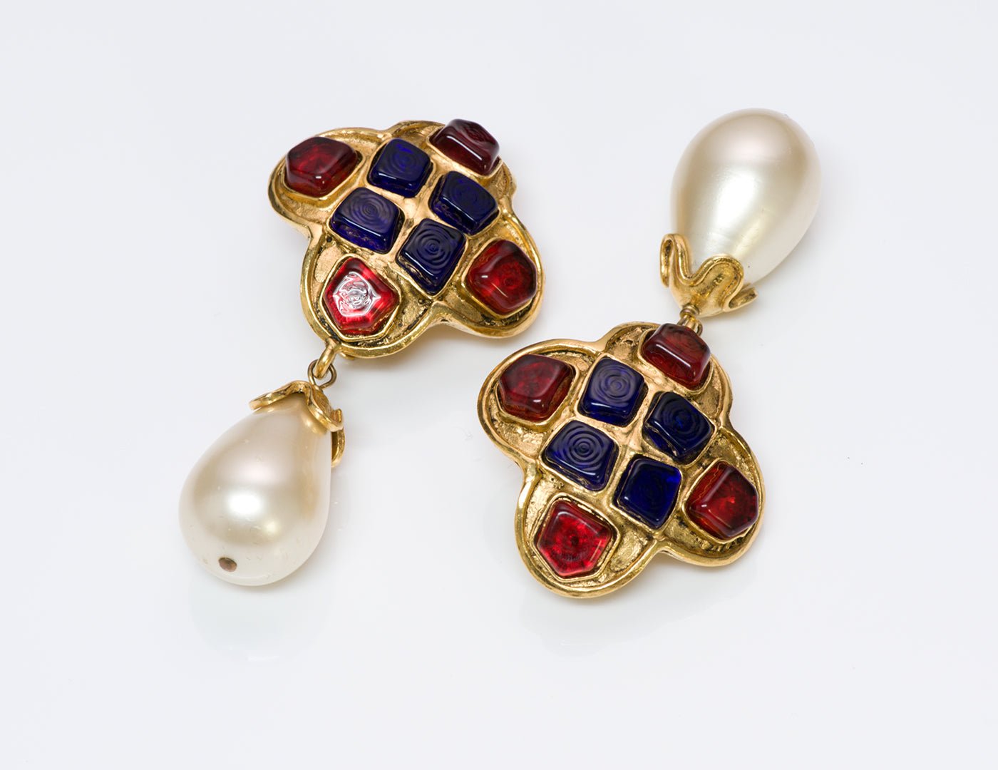 Chanel 1994 Gripoix Pearl Byzantine Style Earrings
