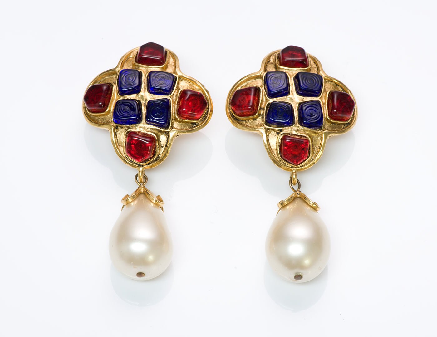 Chanel 1994 Gripoix Pearl Byzantine Style Earrings