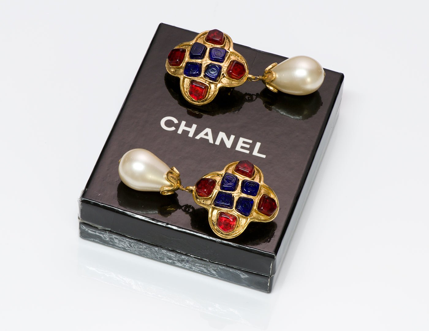 Chanel 1994 Gripoix Pearl Byzantine Style Earrings
