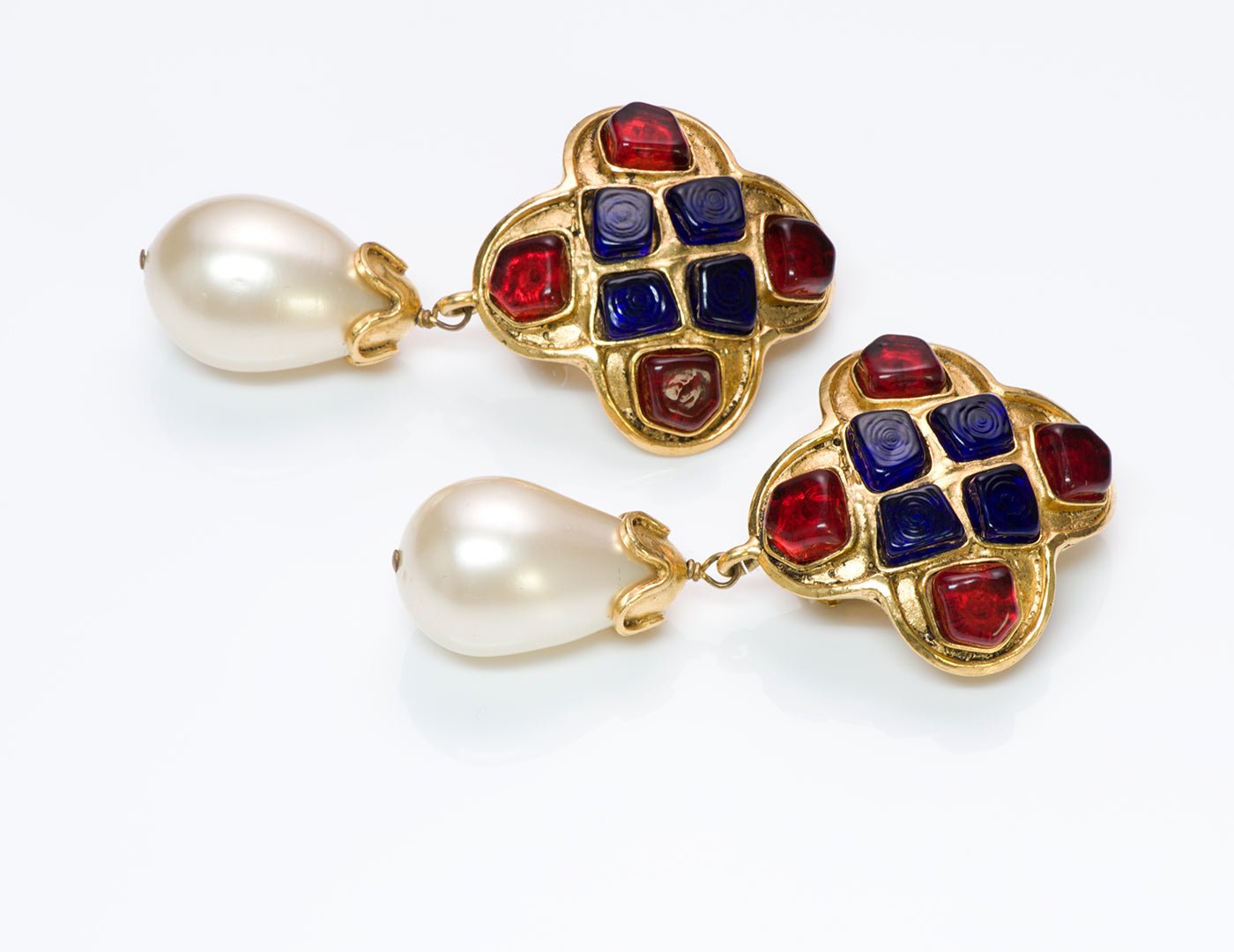Chanel 1994 Gripoix Pearl Byzantine Style Earrings