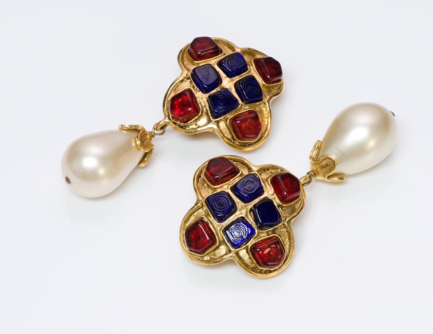 Chanel 1994 Gripoix Pearl Byzantine Style Earrings