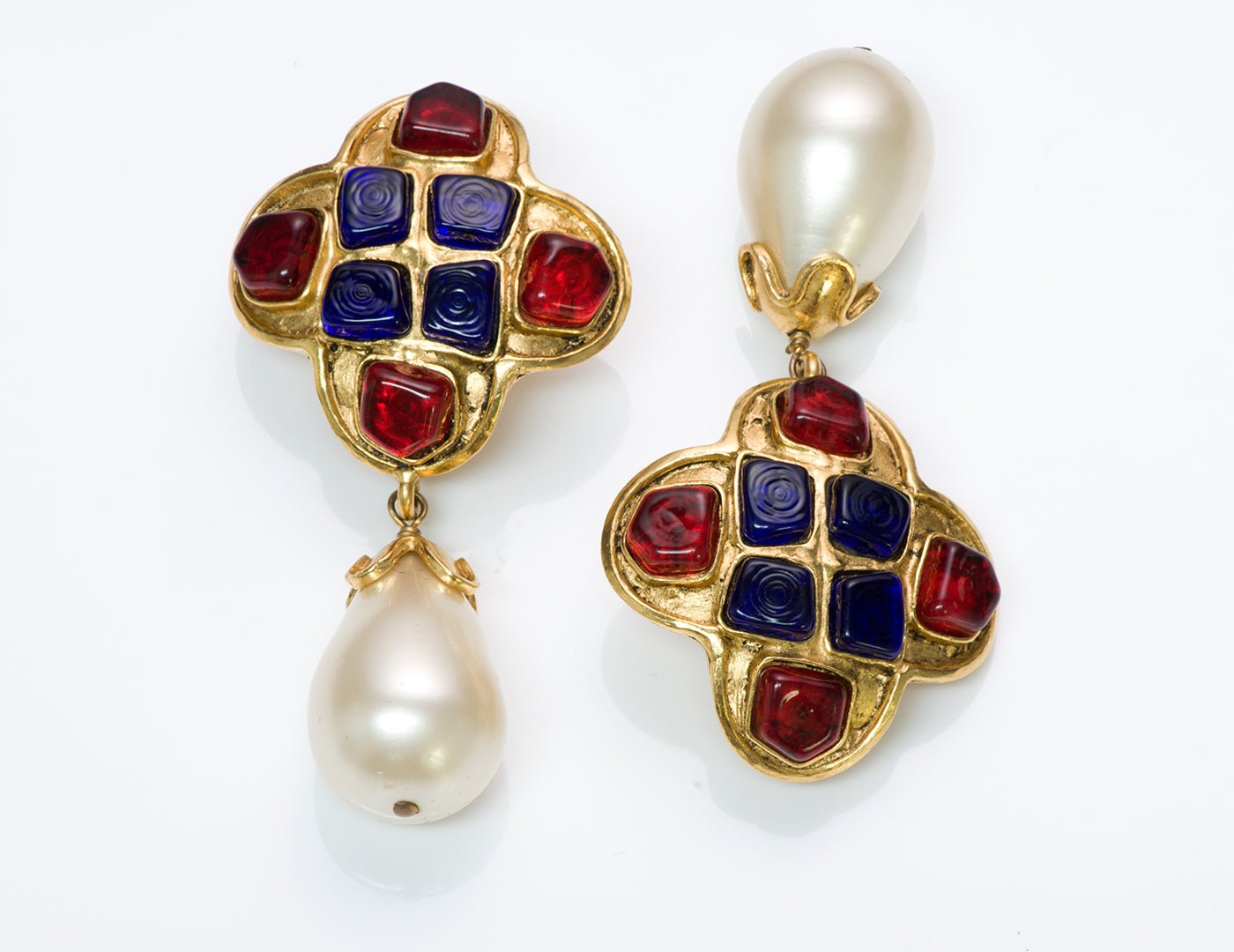 Chanel 1994 Gripoix Pearl Byzantine Style Earrings