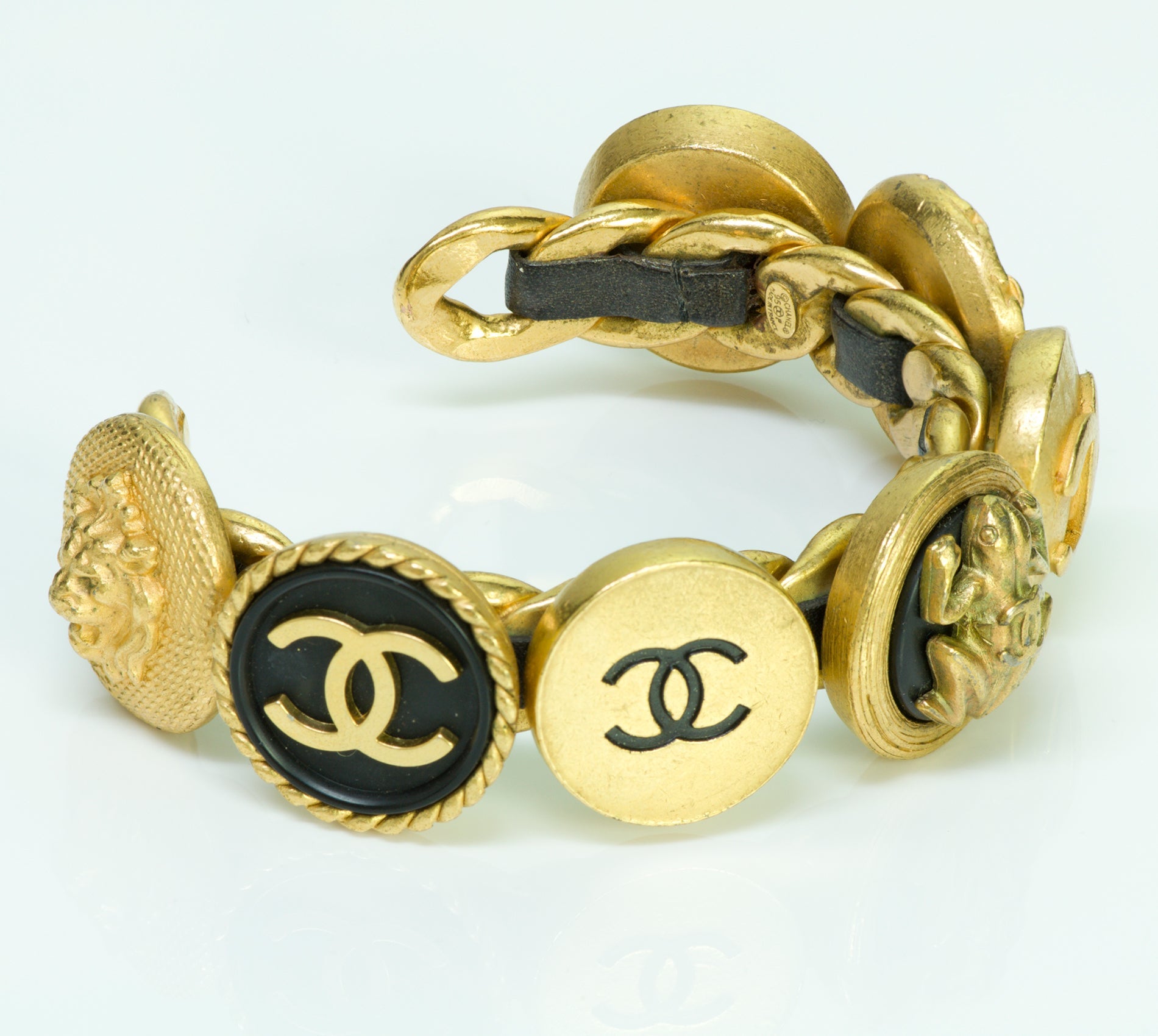 Chanel 1995 Charm Coin CC Cuff Bracelet