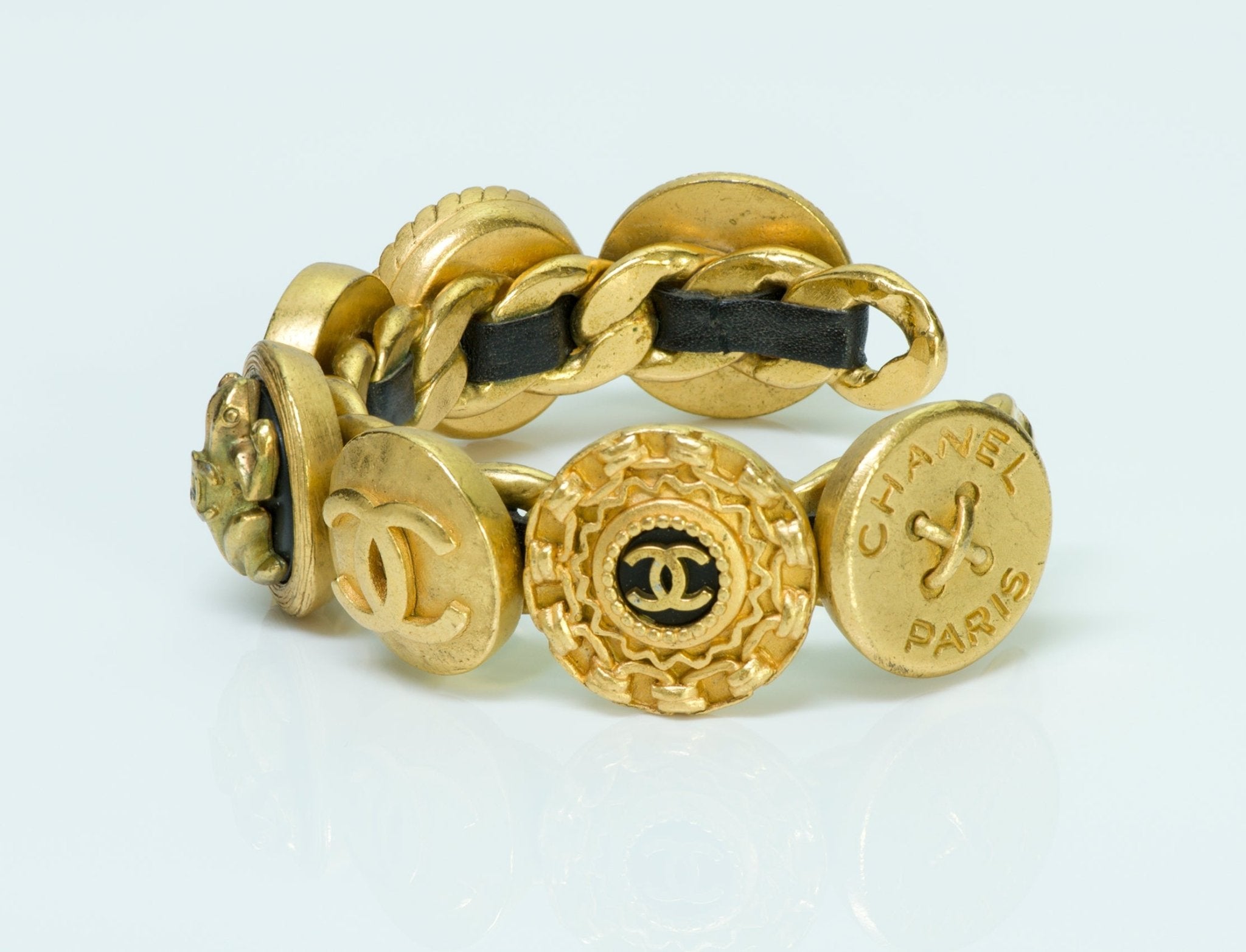 Chanel 1995 Charm Coin CC Cuff Bracelet