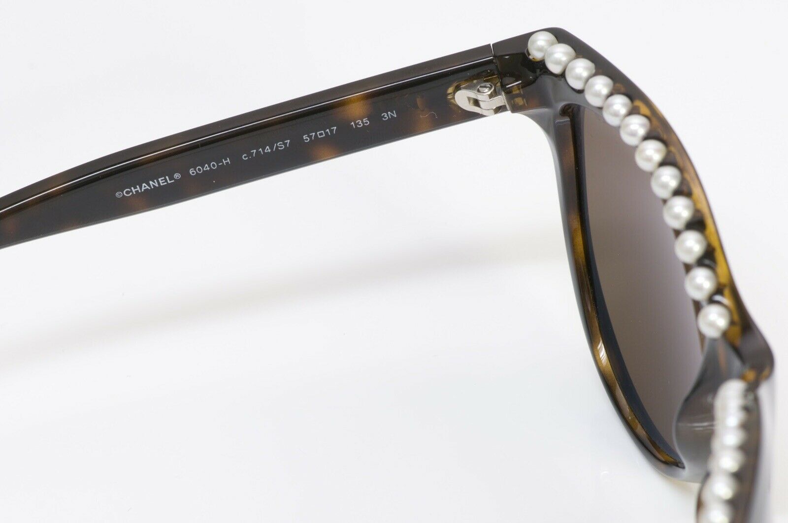 CHANEL 6040 Freshwater Pearls Brown Cat-Eye Sunglasses