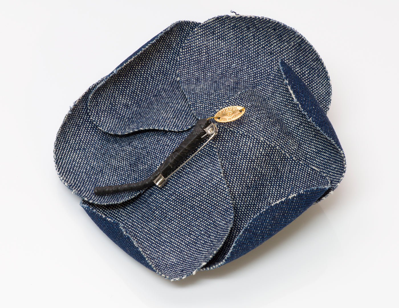 Chanel Blue Denim Camellia Flower Brooch