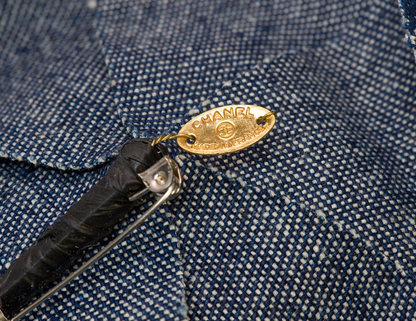 Chanel Blue Denim Camellia Flower Brooch