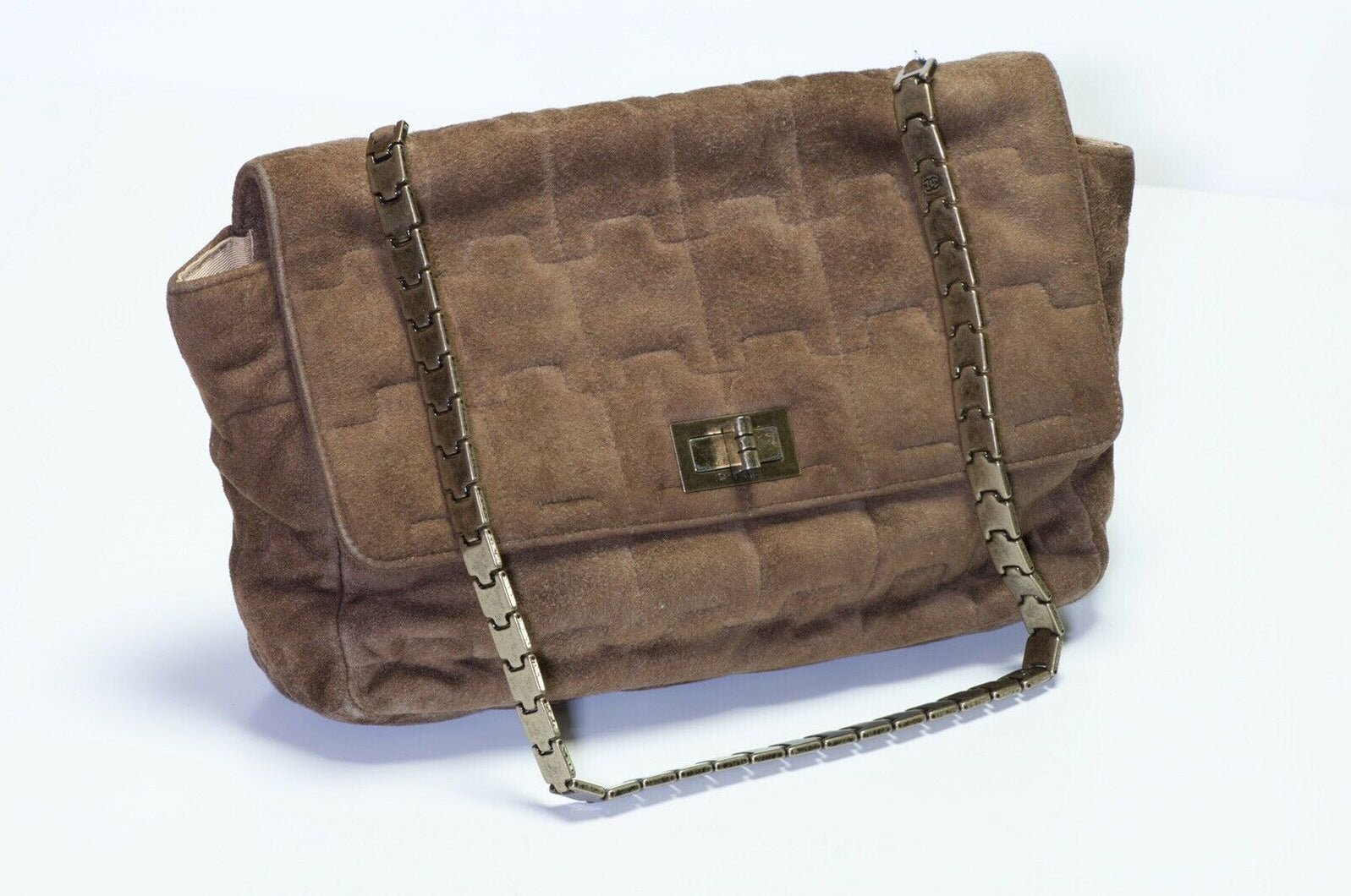 CHANEL Brown Suede Mademoiselle Lock Reissue Flap Bag