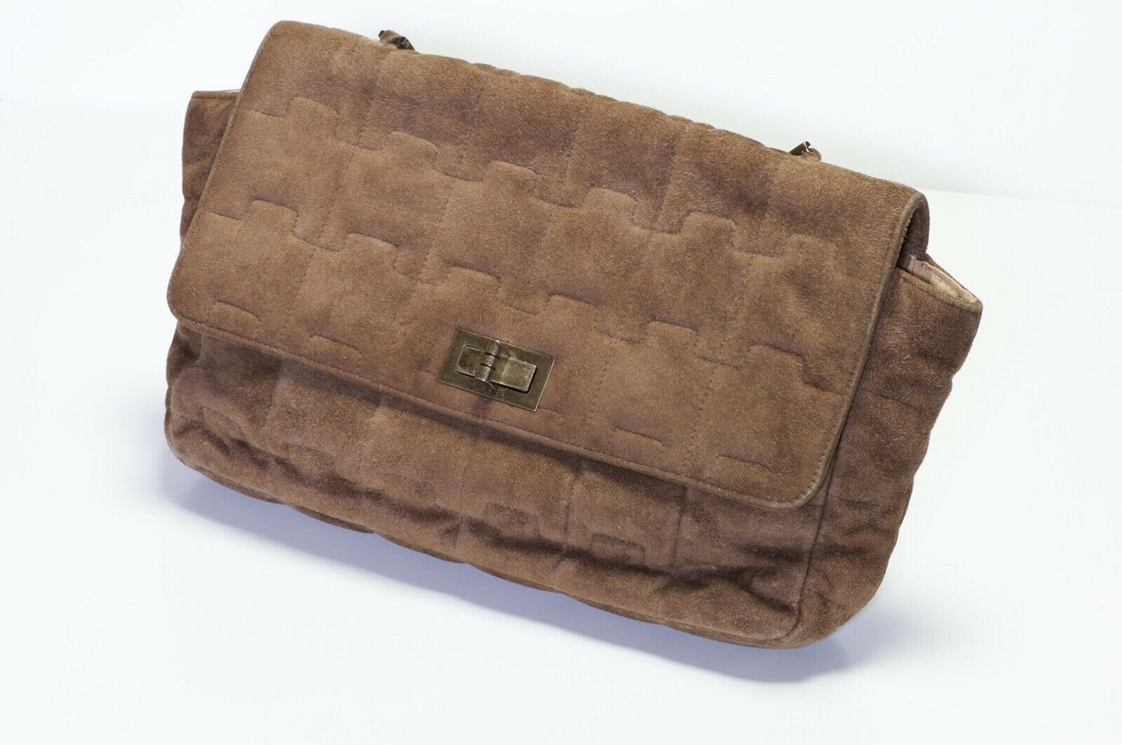 CHANEL Brown Suede Mademoiselle Lock Reissue Flap Bag