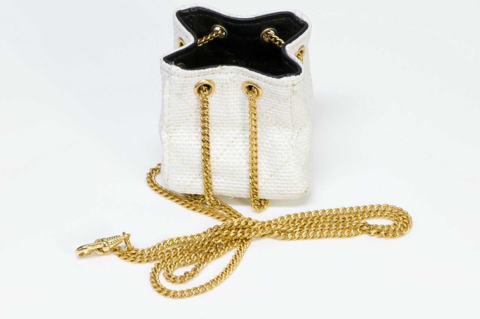Chanel CC 1990’s White Raffia Micro Quilted Bag