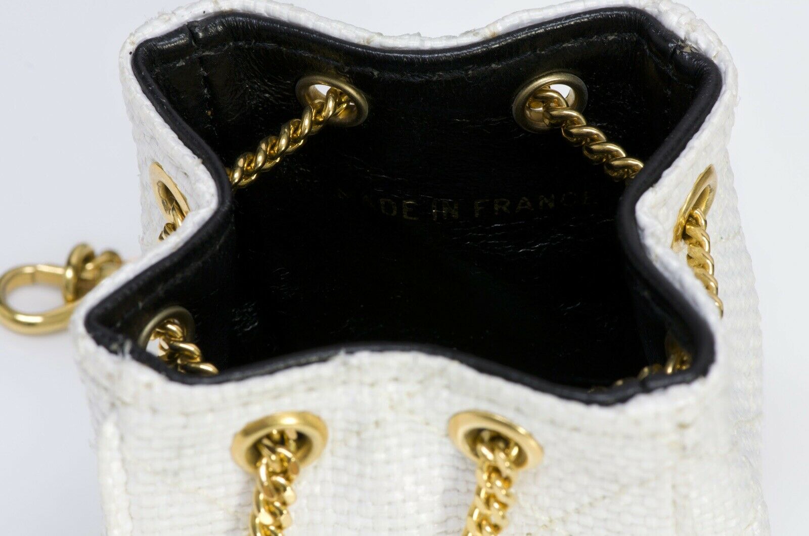 Chanel CC 1990’s White Raffia Micro Quilted Bag
