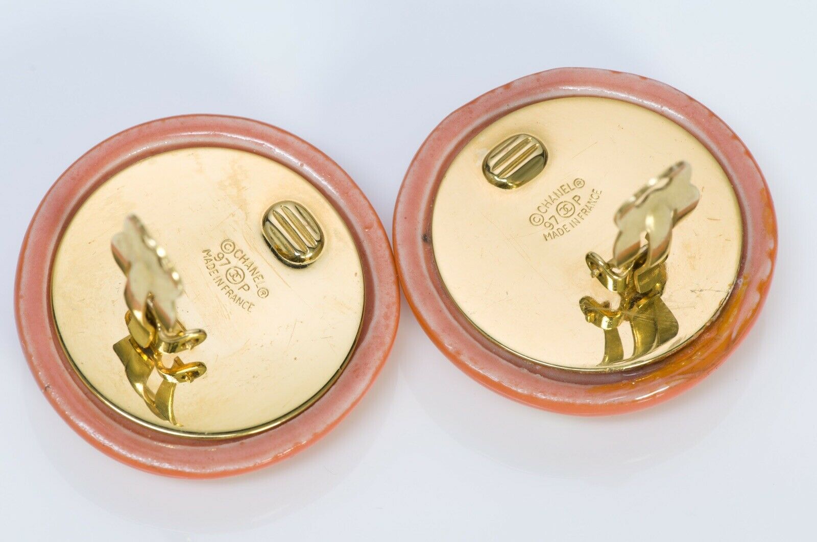 Chanel CC 1997 Orange Ceramic Earrings