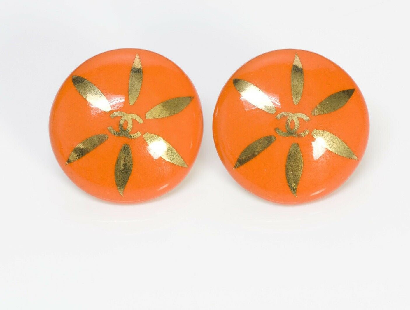 Chanel CC 1997 Orange Ceramic Earrings