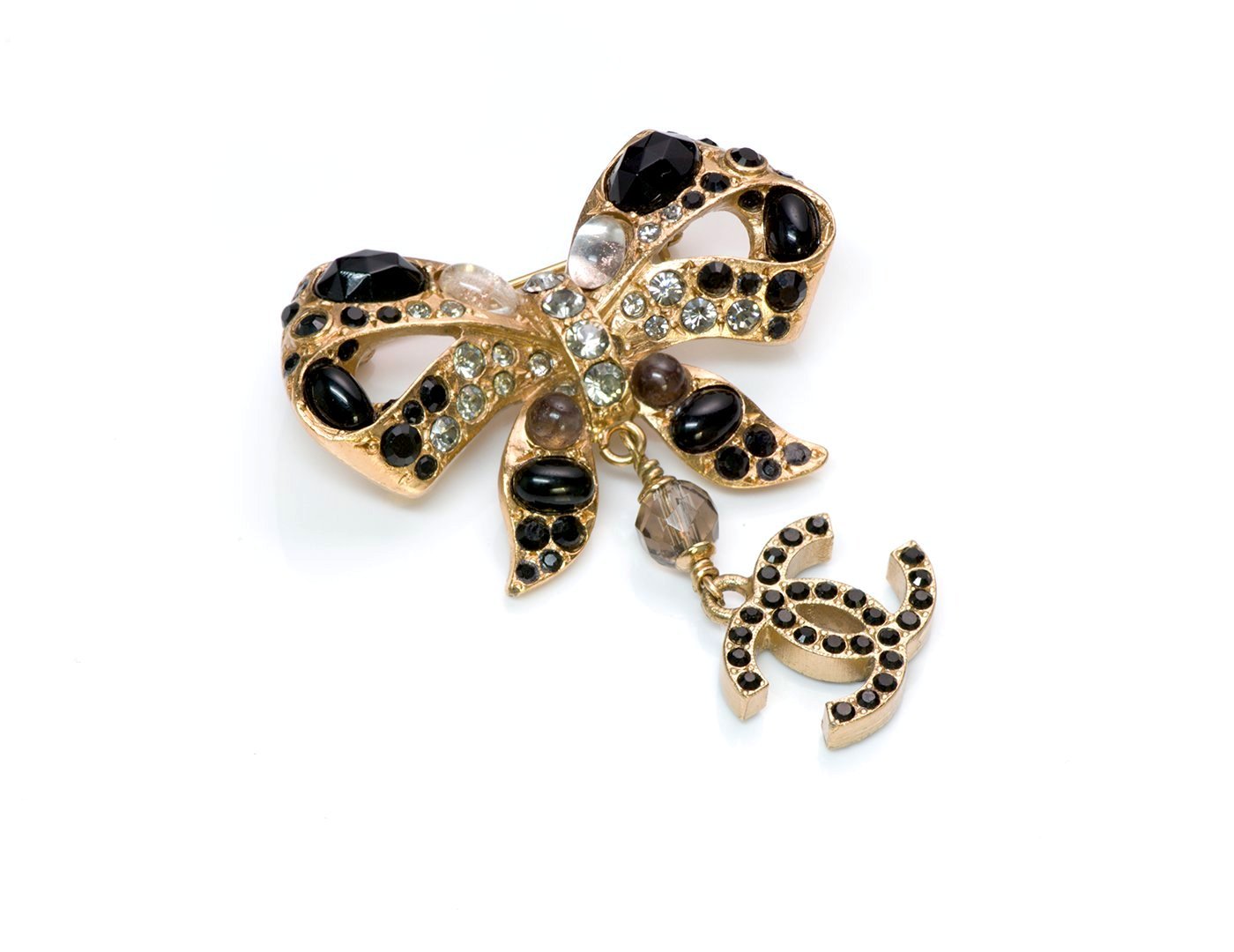 Chanel CC 2003 Maison Gripoix Bow Crystal Brooch