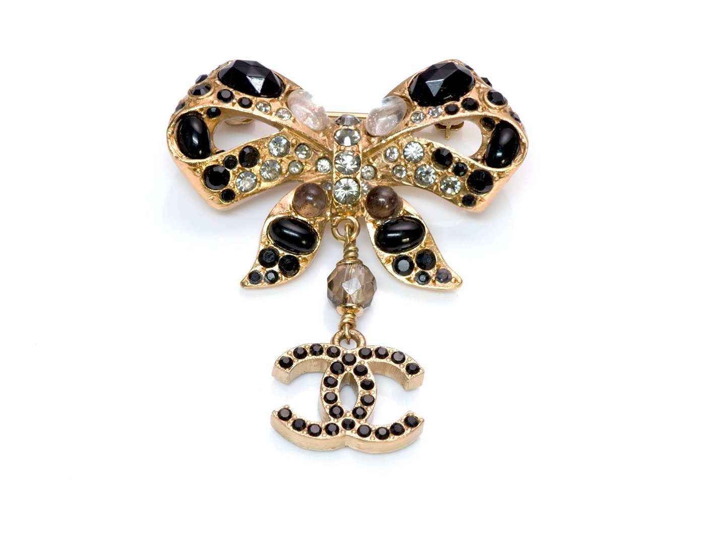 Chanel CC 2003 Maison Gripoix Bow Crystal Brooch