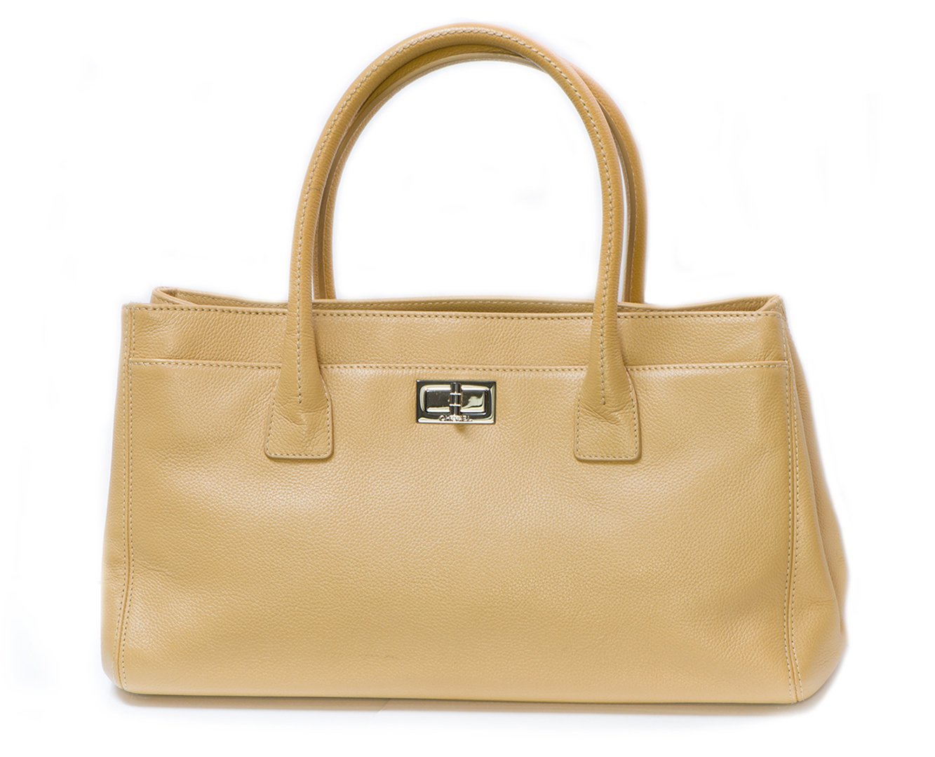 CHANEL CC Beige Caviar Leather Mademoiselle Cerf Executive Tote Bag