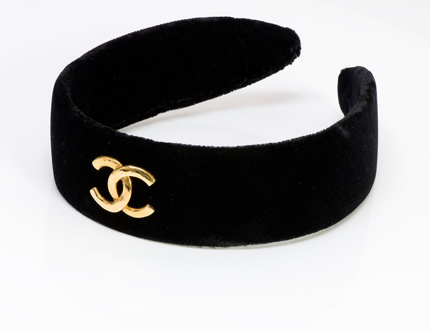 Chanel CC Black Velvet Hair Headband