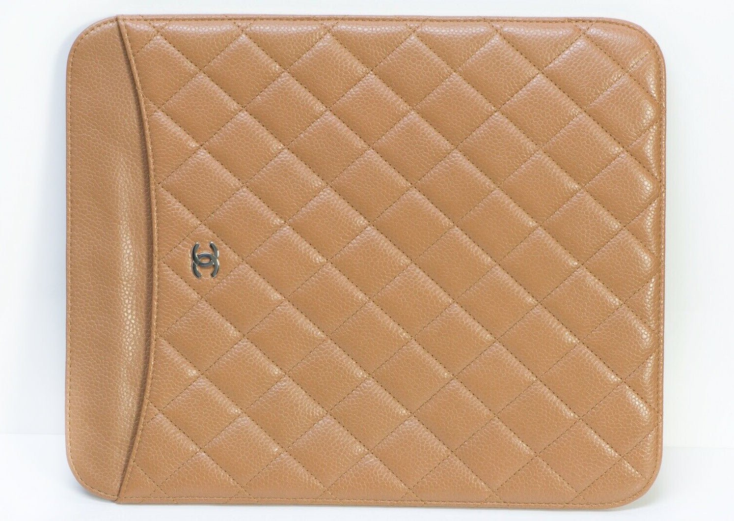 CHANEL CC Brown Quilted Leather iPad Cover Case