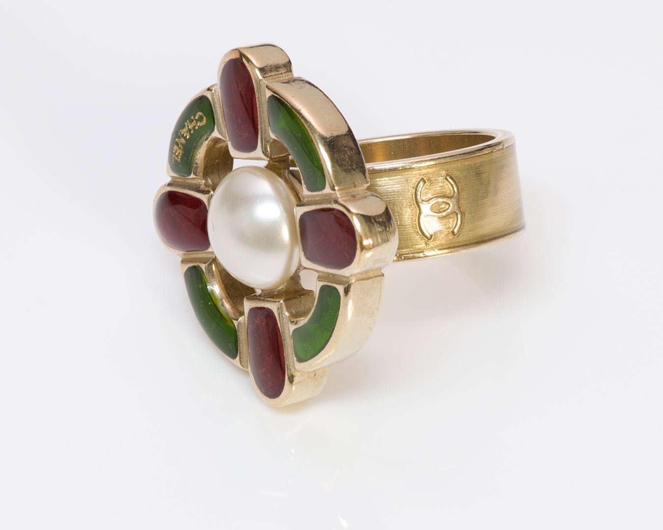 Chanel CC Gripoix Pearl Cocktail Ring