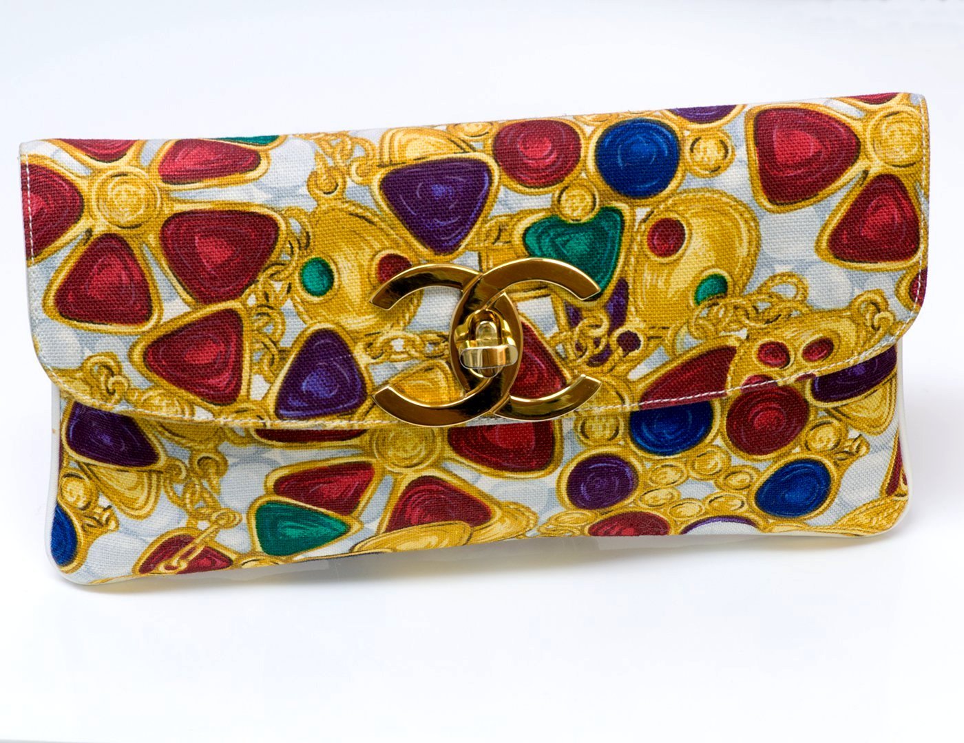 Chanel CC Gripoix Print Multi Color Clutch Bag